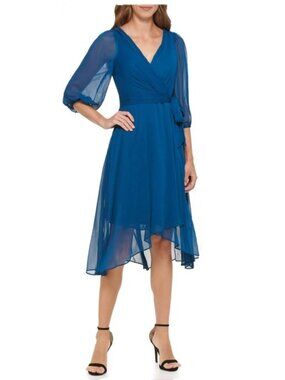 DKNY pleated wrap dress